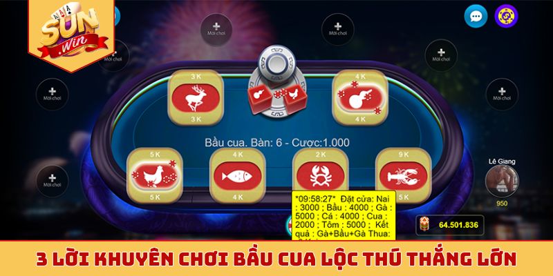 3 lời khuyên chơi Bầu Cua Lộc Thú Sunwin thắng lớn