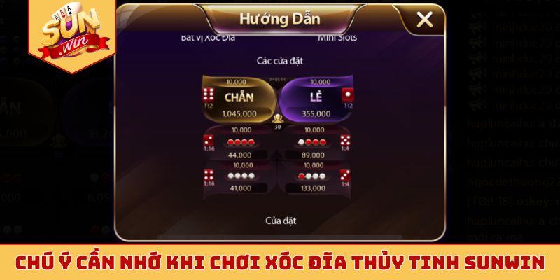 Chú ý cần nhớ khi chơi xóc đĩa thủy tinh Sunwin