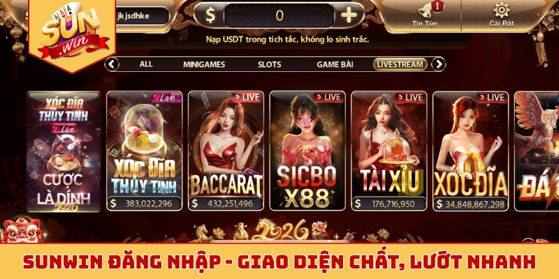 Sunwin đăng nhập - Giao diện chất, lướt nhanh